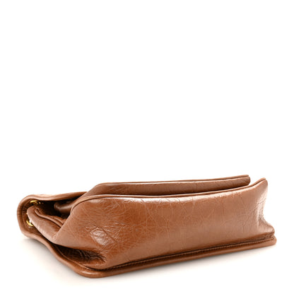 Saint Laurent Crinkled Calfskin Matelasse Monogram Medium Niki Chain Satchel Caramel 4 of 10
