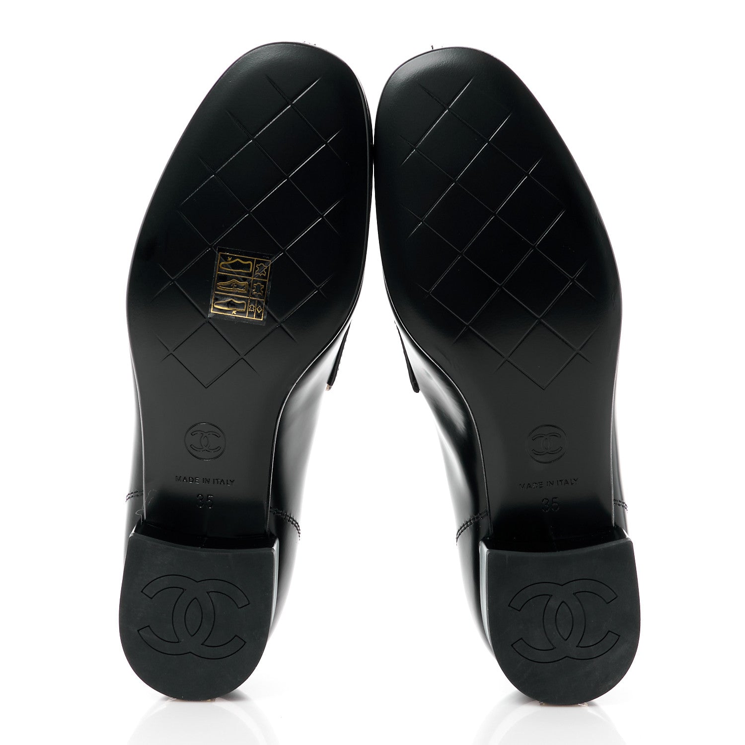 Chanel Shiny Calfskin Logo Loafers 35 Black 5 of 11