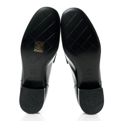 Chanel Shiny Calfskin Logo Loafers 35 Black 5 of 11
