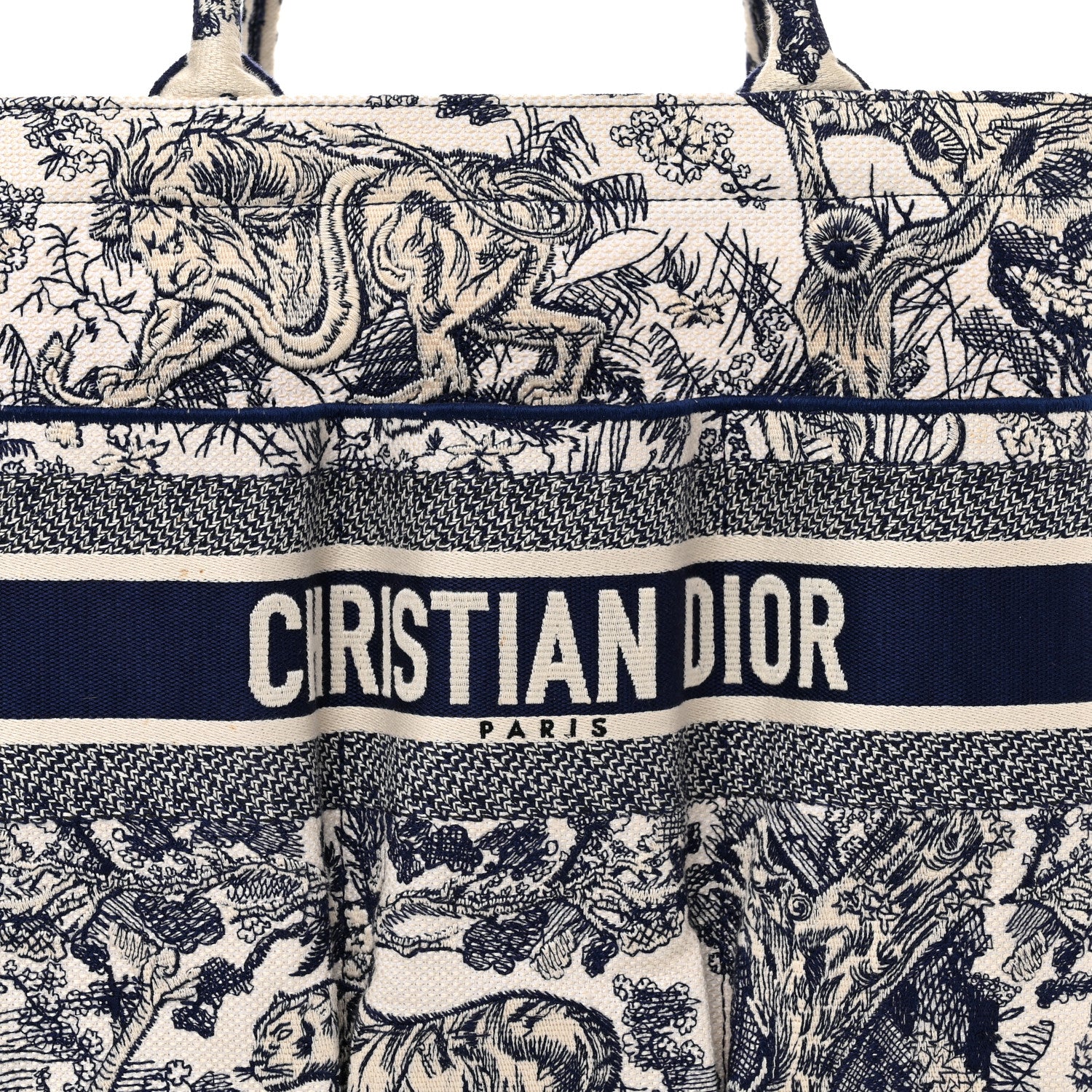 Christian Dior Canvas Embroidered Toile De Jouy Catherine Tote Blue 8 of 12