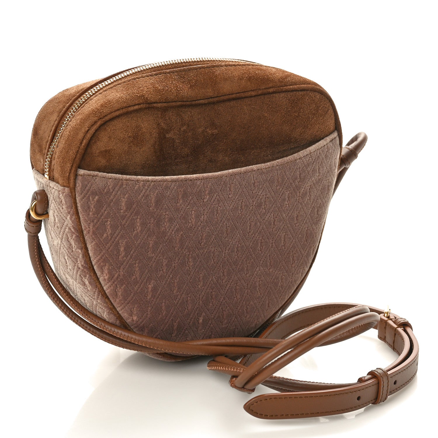 Saint Laurent Velvet Suede Le Monogramme Coeur Crossbody Brown 3 of 10