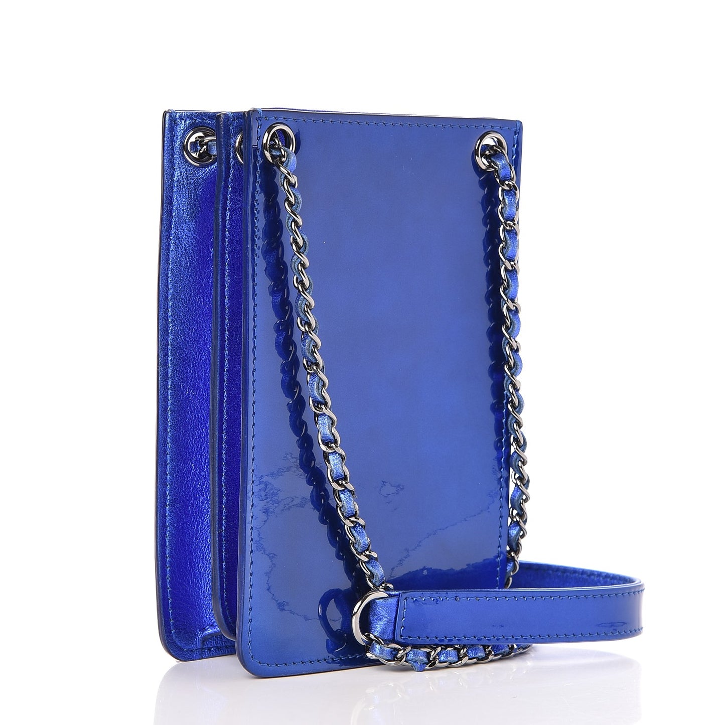 Metallic Patent Crossbody CC Phone Holder Blue
