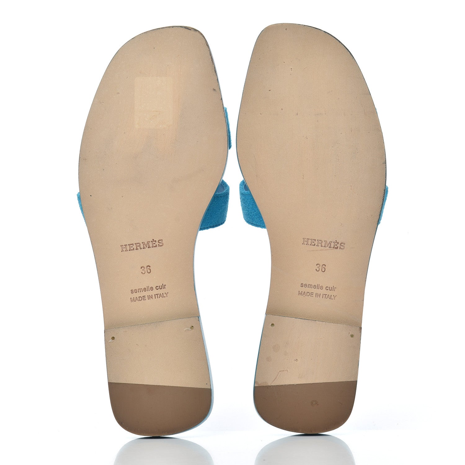 Hermes Suede Goatskin Oran Sandals 36 Bleu Thalassa 5 of 14