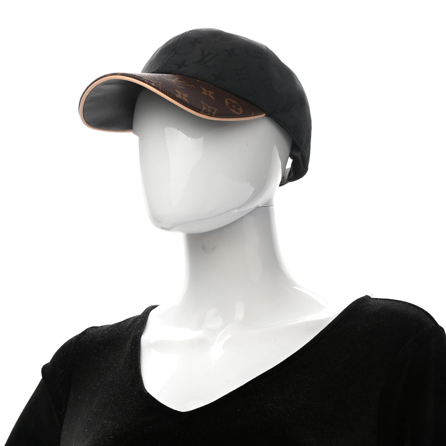 Polyester Silk Monogram LV Get Ready Cap L Black