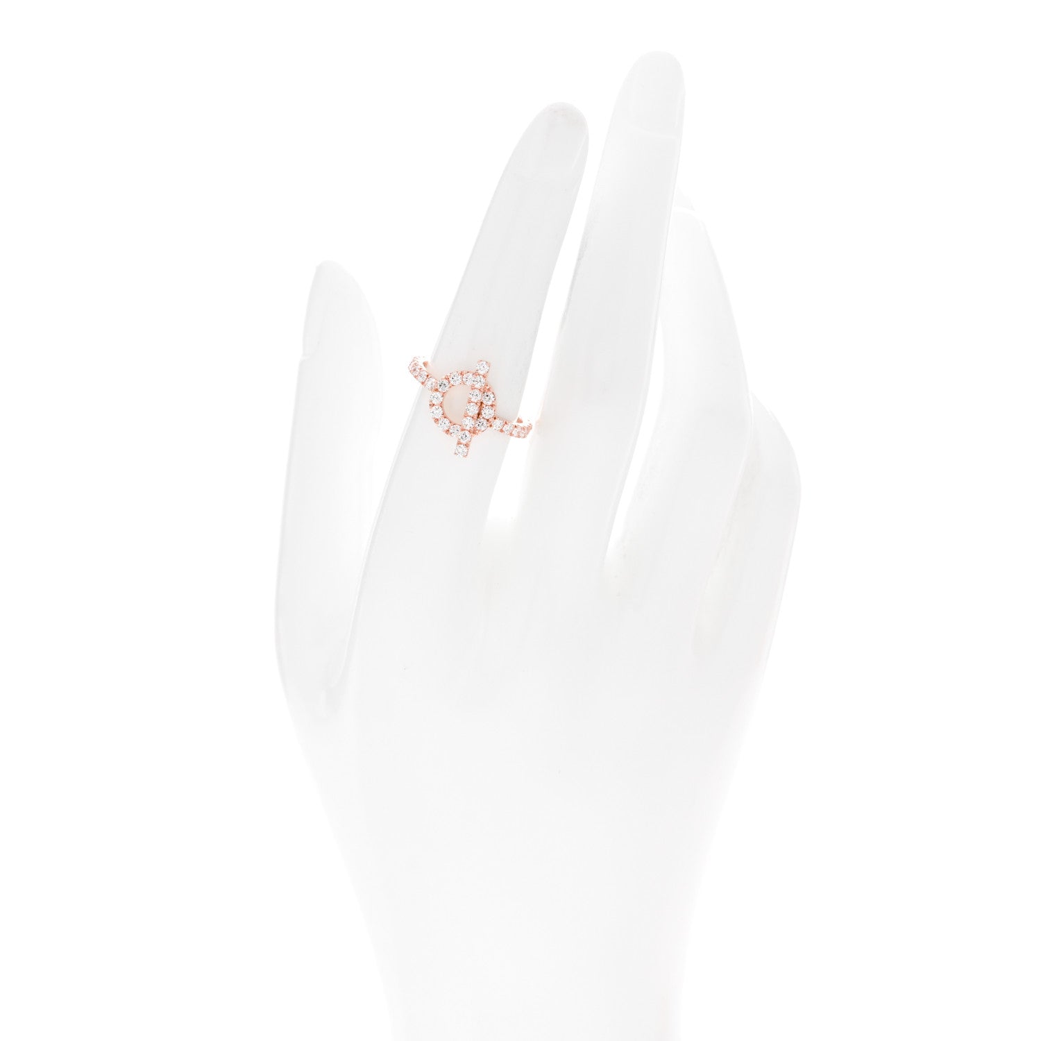 Hermes 18K Rose Gold Diamond Finesse Ring 54 7 2 of 6