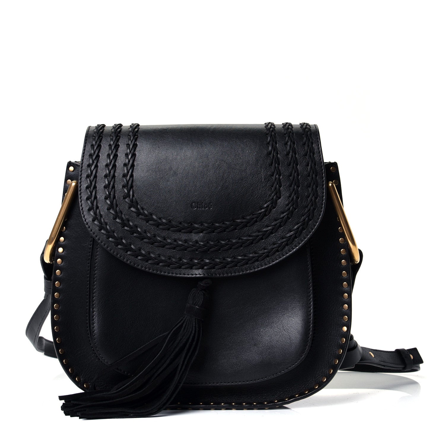 Chloe Calfskin Braided Small Hudson Shoulder Bag Black 1 of 4