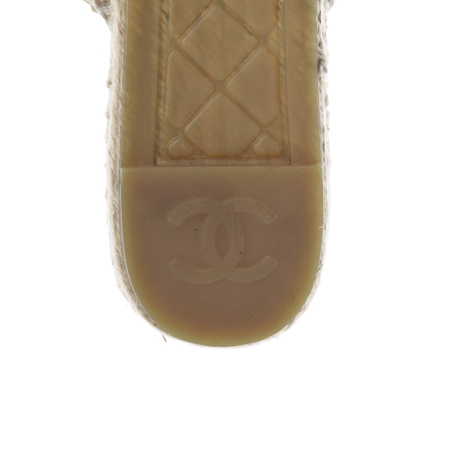Chanel Lambskin Grosgrain Quilted CC Chain Espadrille Mules 35 Beige Black 8 of 12