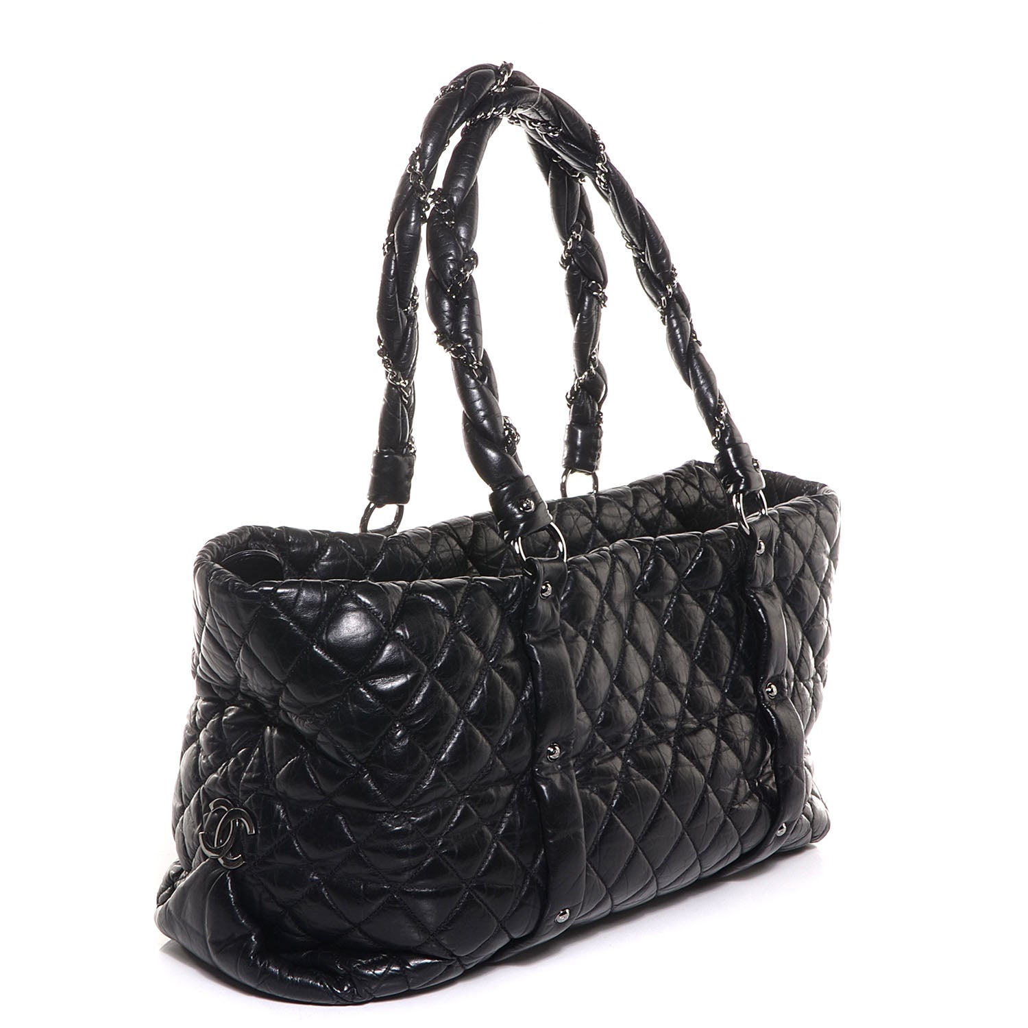 Chanel Distressed Lambskin Vintage Ligne Lady Braid XL Tote Black 3 of 7