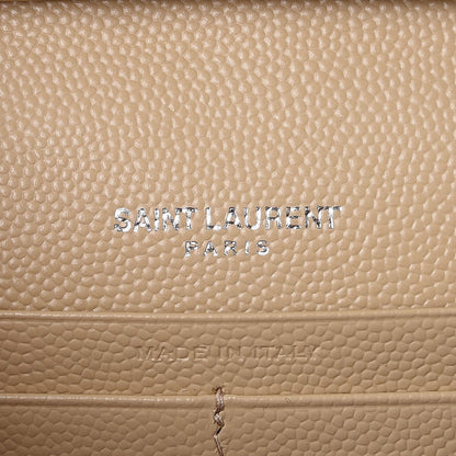 Saint Laurent Grain De Poudre Matelasse Chevron Monogram Chain Wallet Nude Powder 6 of 8