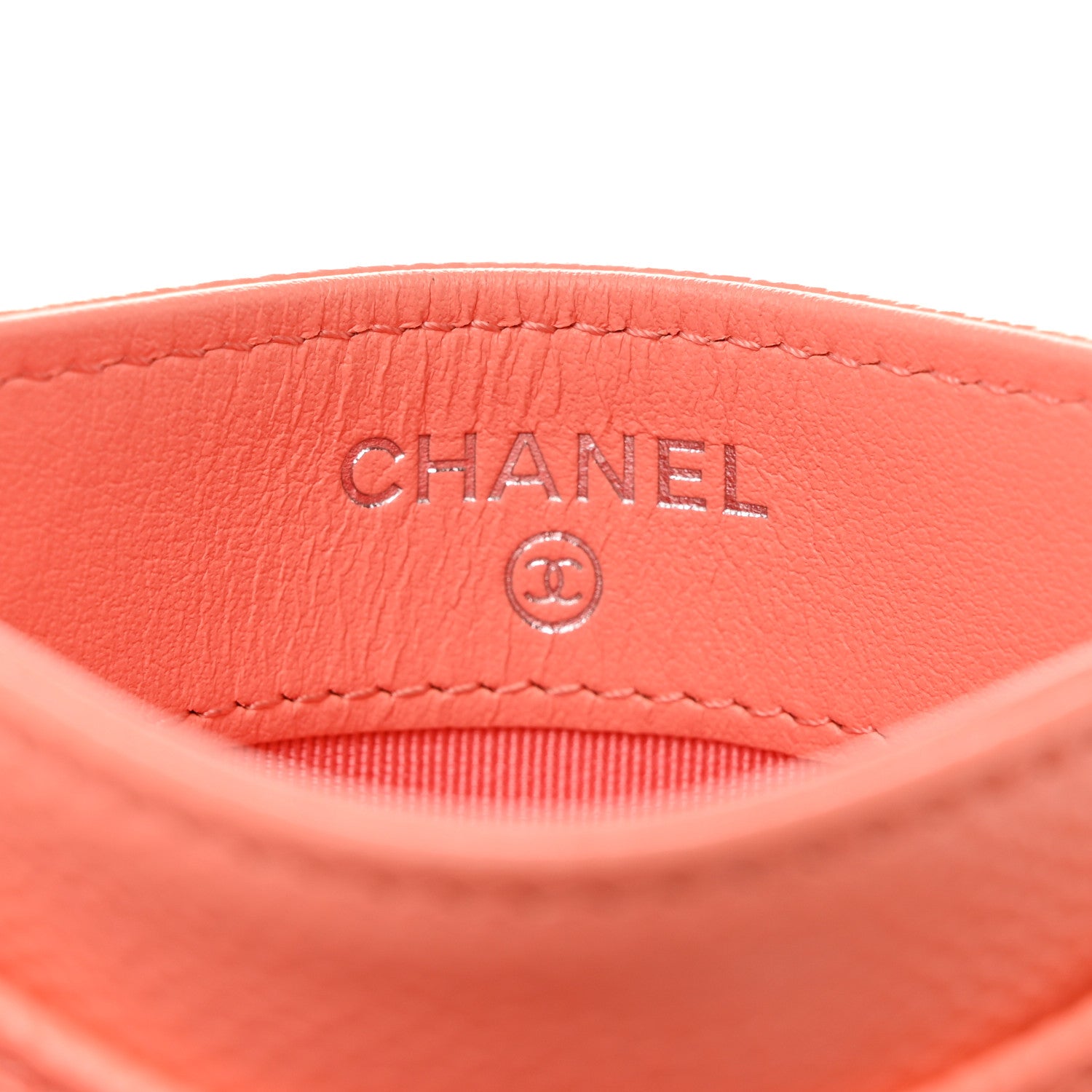 Chanel Caviar Quilted Card Holder Coral 6 of 9