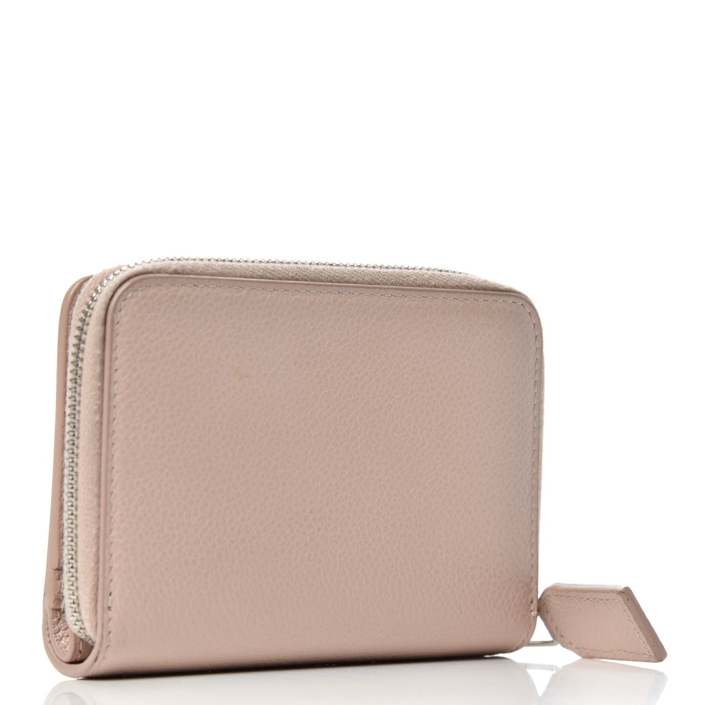 Grained Calfskin Rive Gauche Compact Zip Around Wallet Pink