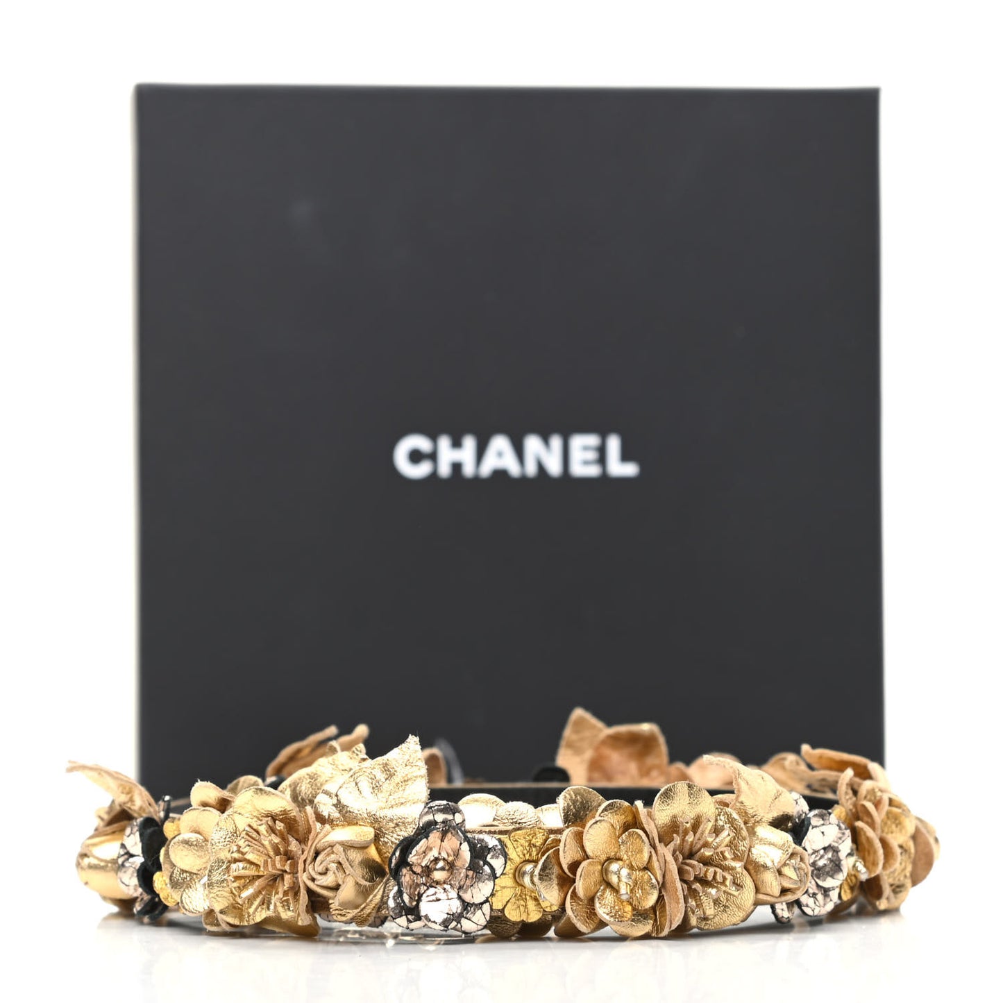 Metallic Lambskin CC Belt 85 34 Gold