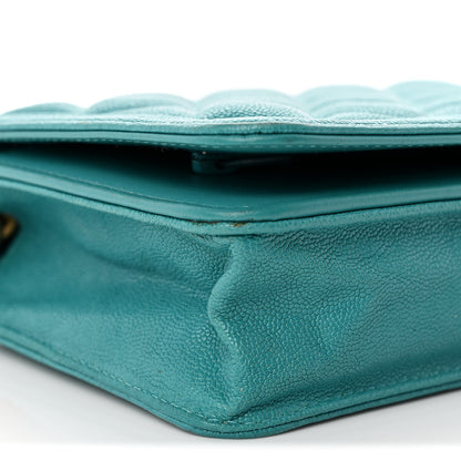Chanel Caviar Quilted Boy Wallet On Chain WOC Light Blue 10 of 13