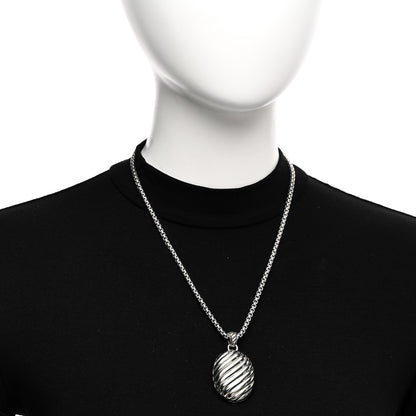 David Yurman Sterling Silver Oval Cable Locket Pendant Necklace 2 of 4