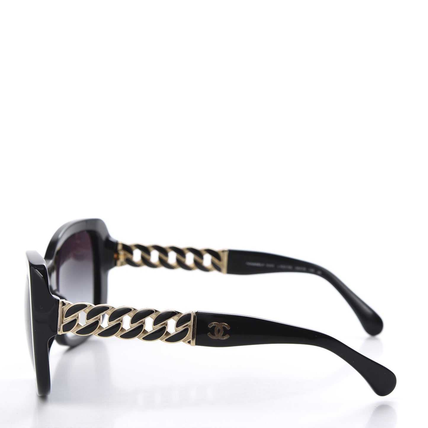 Acetate Metal Chain Square Sunglasses 5305 Black