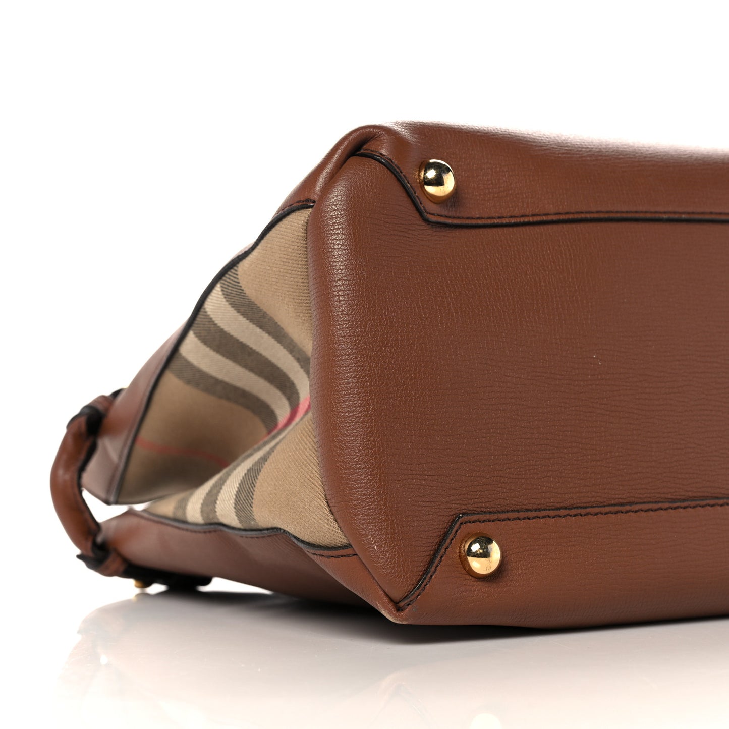 Grainy Calfskin House Check Medium Banner Tote Tan