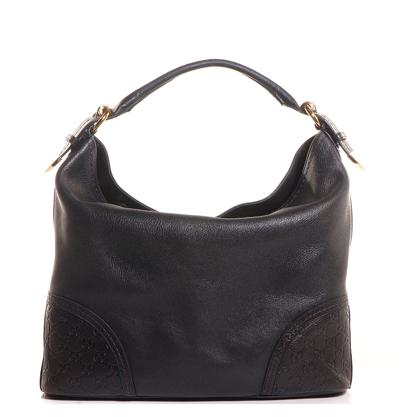 Leather Guccissima Trim Large Signoria Hobo Black