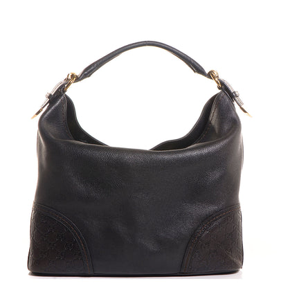 Gucci Leather Guccissima Trim Large Signoria Hobo Black 1 of 7