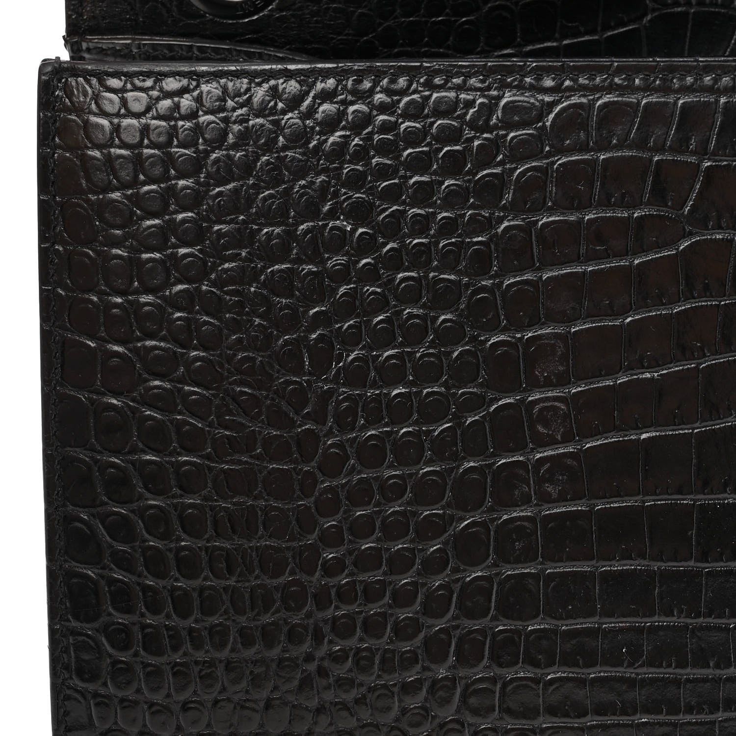 Saint Laurent Calfskin Crocodile Embossed Monogram Large Satchel Black 14 of 15