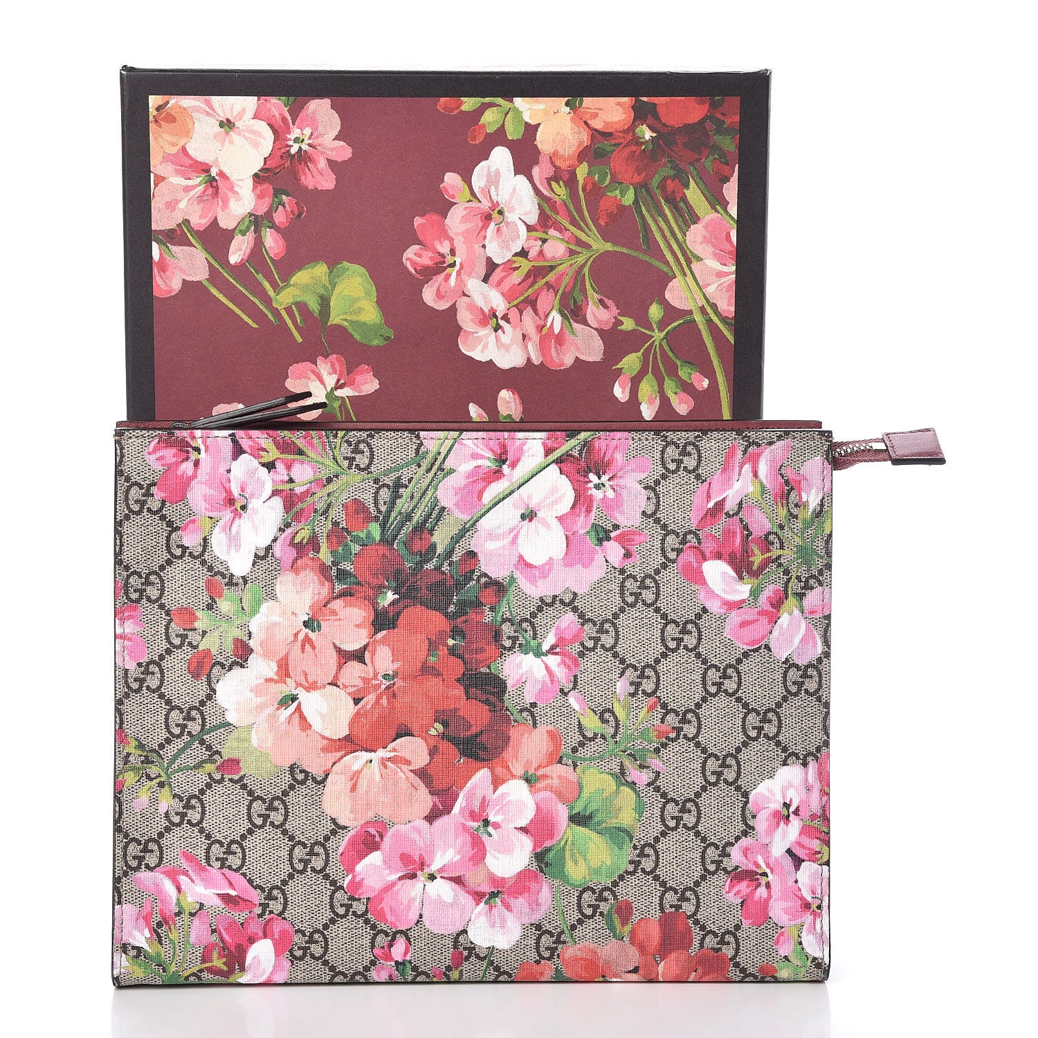 Gucci GG Supreme Monogram Blooms Large Cosmetic Case Beige Multicolor Dry Rose 10 of 10