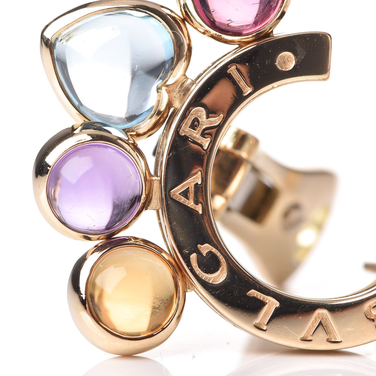 18K Yellow Gold Pink Tourmaline Blue Topaz Amethyst Citrine Peridot Allegra Earrings