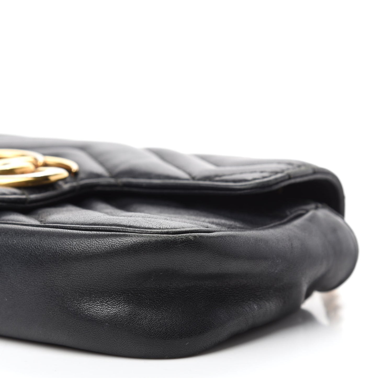 Calfskin Matelasse Super Mini GG Marmont Shoulder Bag Black