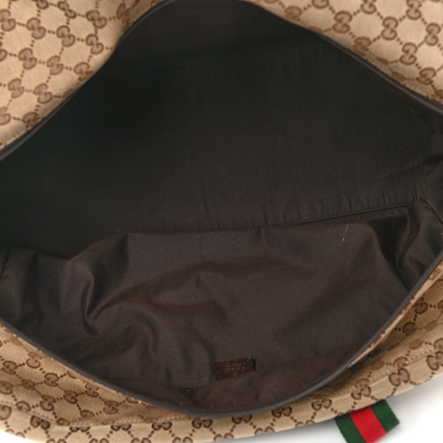 Gucci GG Monogram Web Large Collapsible Carry On Duffle Beige Brown 4 of 11