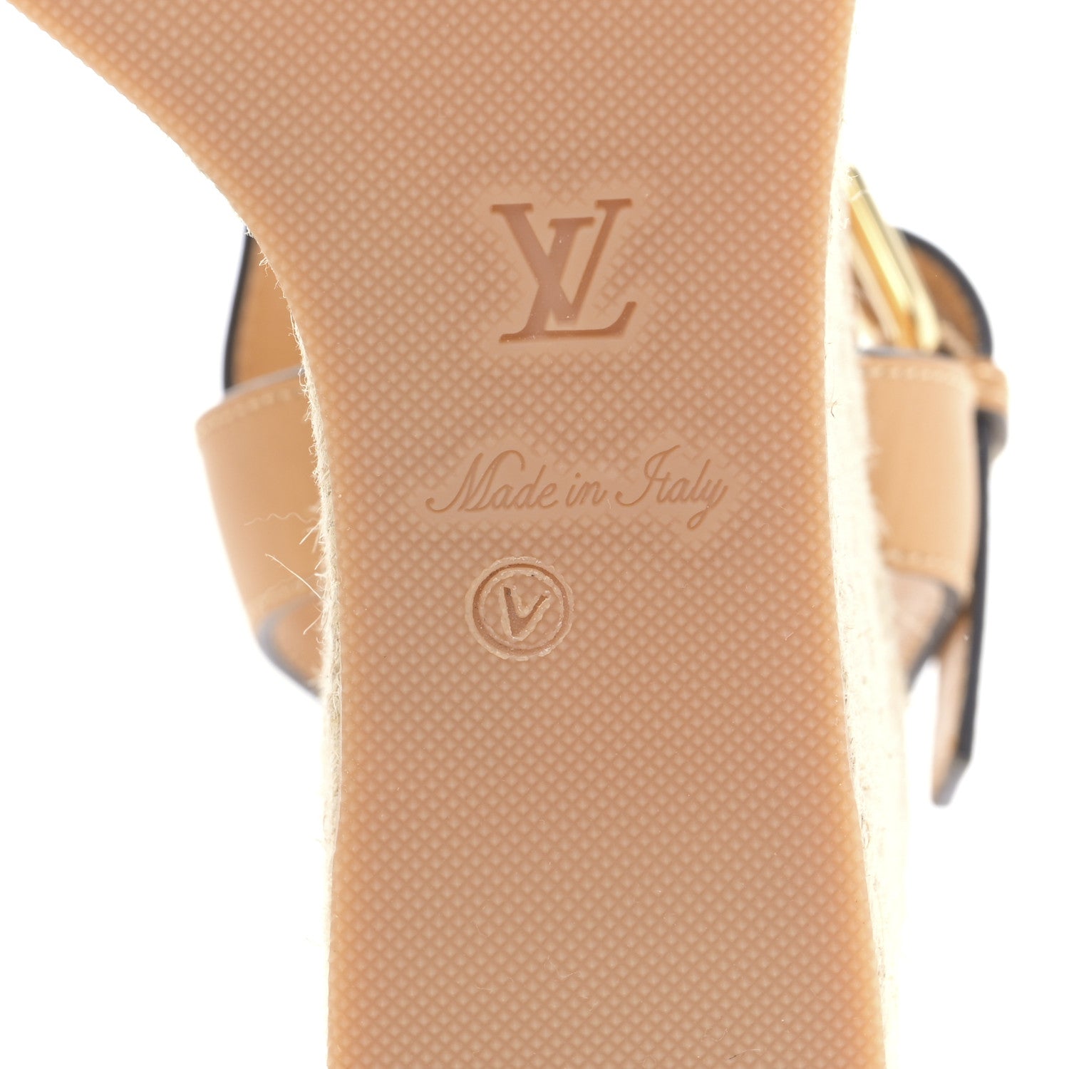 Louis Vuitton Calfskin Monogram Espadrille Wedge Sandals 37 Brown 6 of 8