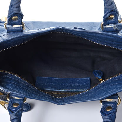 Balenciaga Agneau Giant 12 Gold Hardware Mini City Bleu Mineral 4 of 9