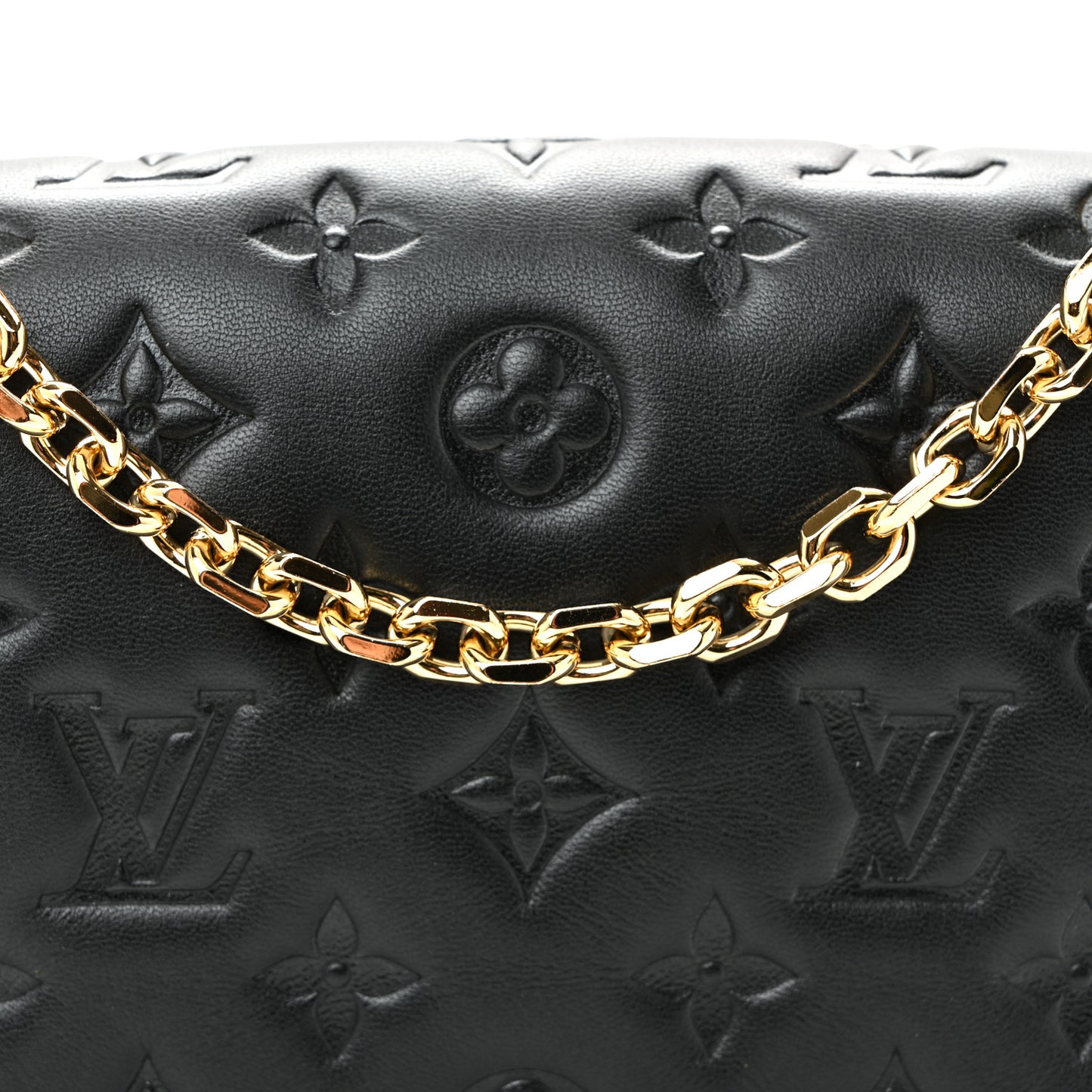 Lambskin Embossed Monogram Pochette Coussin Black