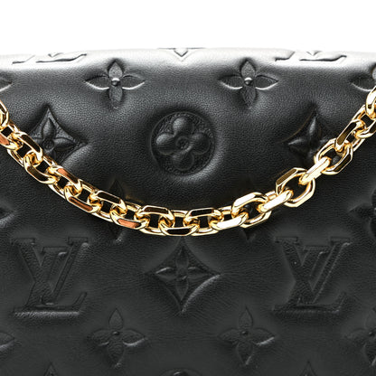 Louis Vuitton Lambskin Embossed Monogram Pochette Coussin Black 8 of 10