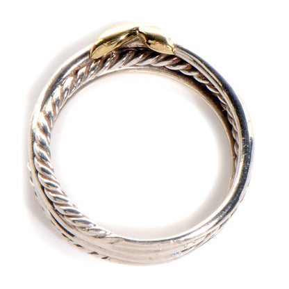 David Yurman Sterling Silver 18k White Gold X Crossover Ring 7 4 of 5