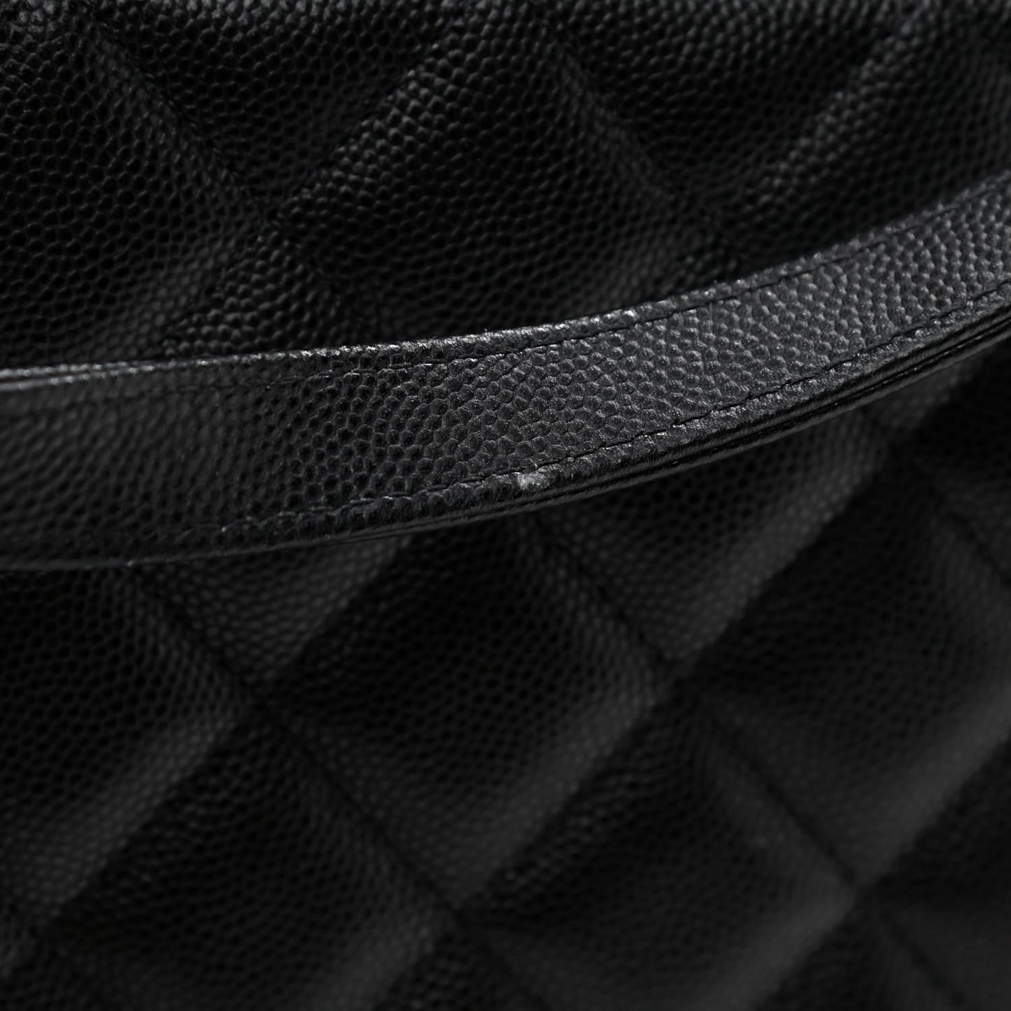 Caviar Quilted Large Shopping Tote Black