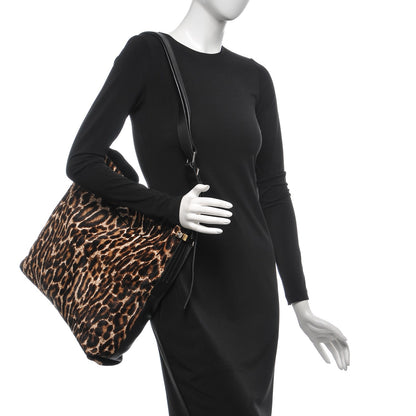 Lanvin Calfskin Pony Hair Swag Tote Black Leopard 2 of 6