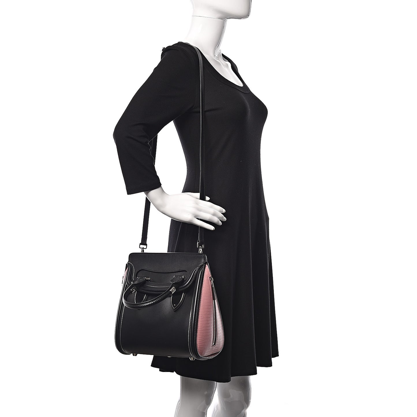 Soft Calfskin Small Enamel Plate Heroine Powder Black