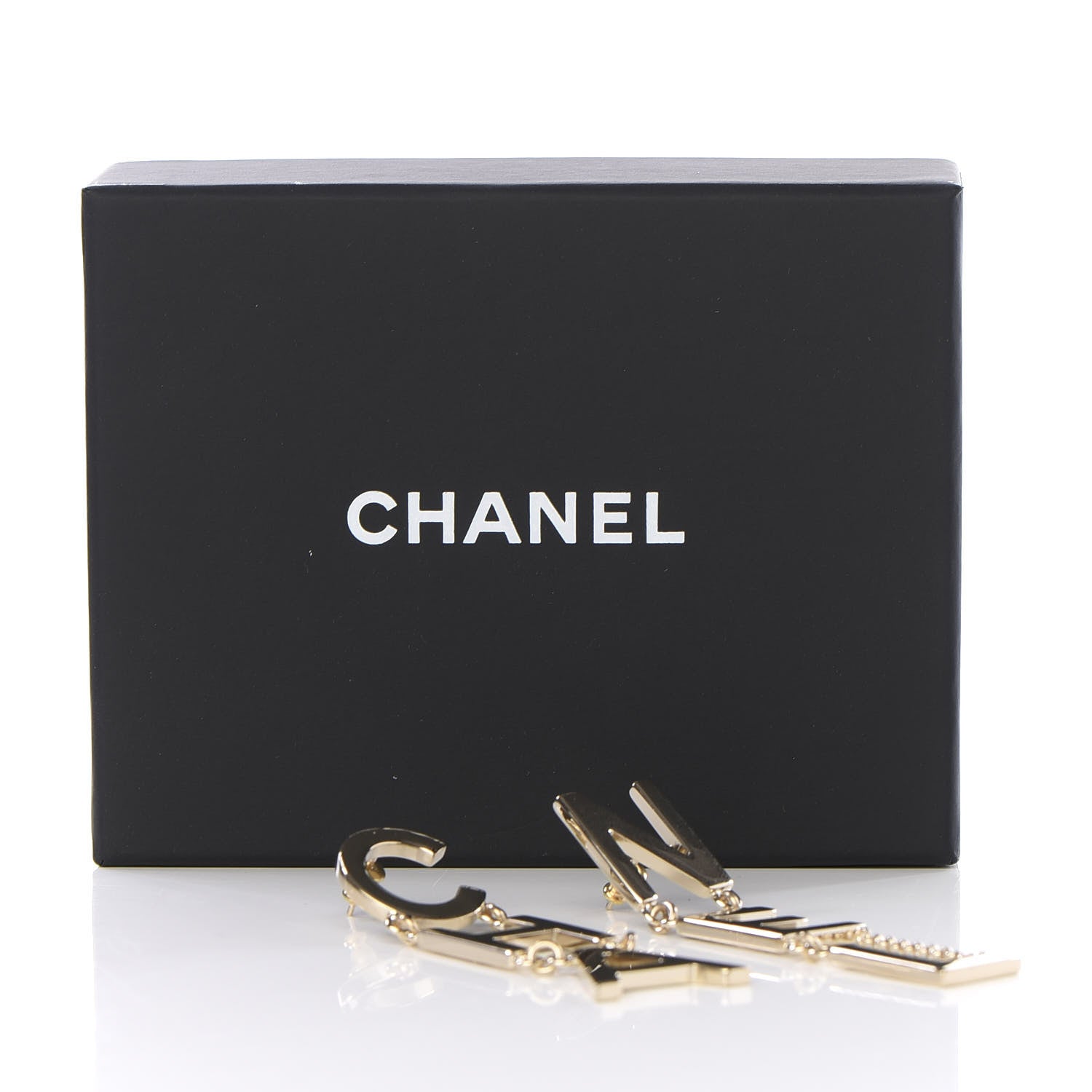 Chanel Metal Cha-Nel Logo Drop Earrings Gold 4 of 4