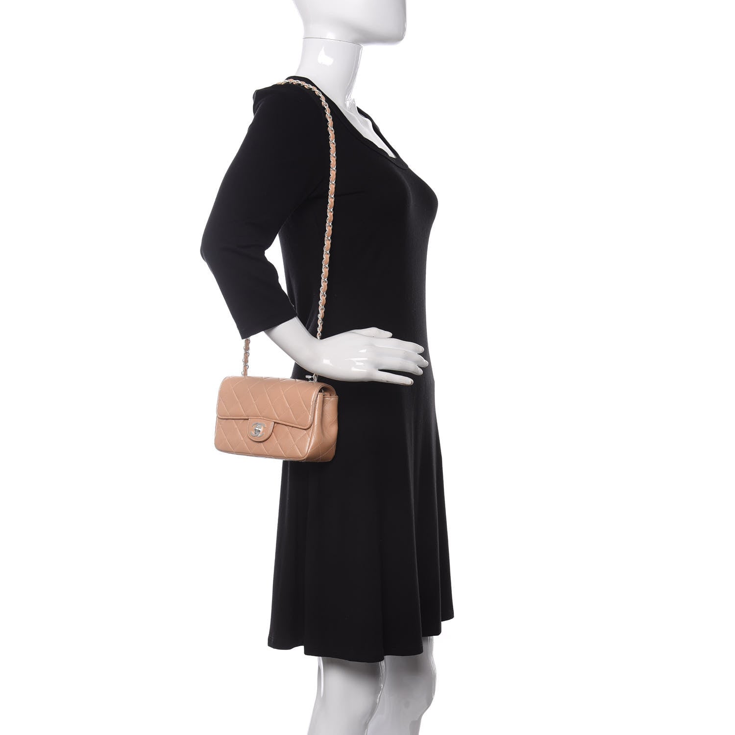 Chanel Metallic Lambskin Quilted Mini Flap Beige 2 of 17