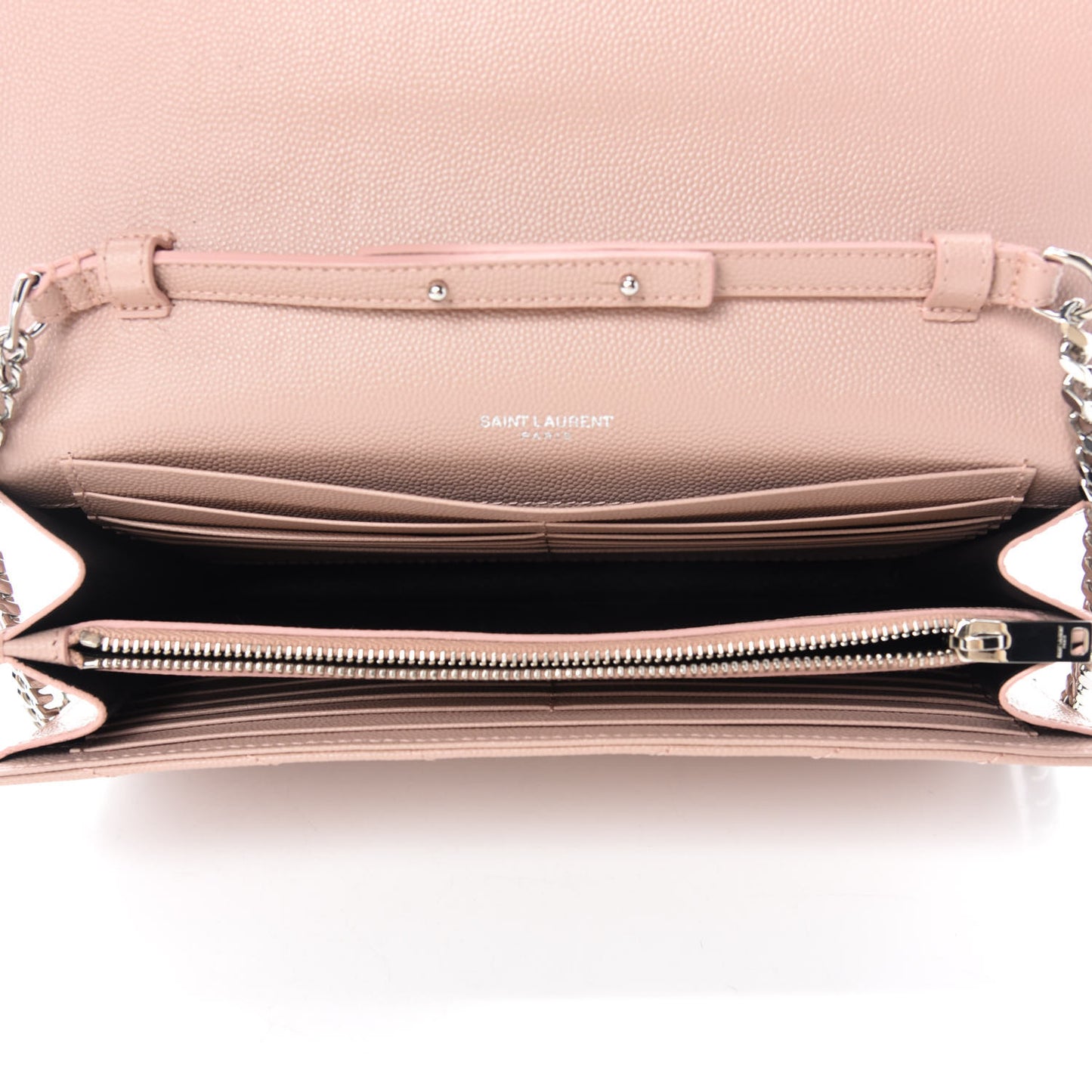 Grain De Poudre Matelasse Chevron Monogram Chain Wallet Pale Pink