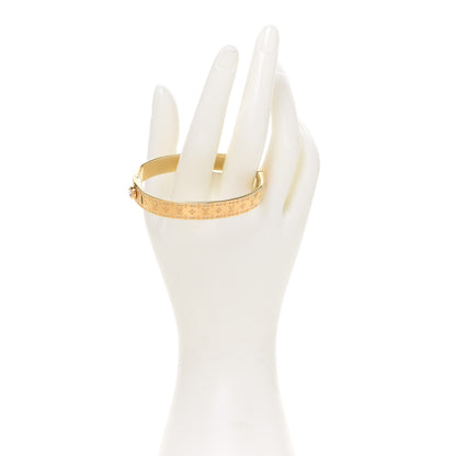 Louis Vuitton Brass Crystal Monogram Nanogram Strass Cuff S Gold 2 of 6