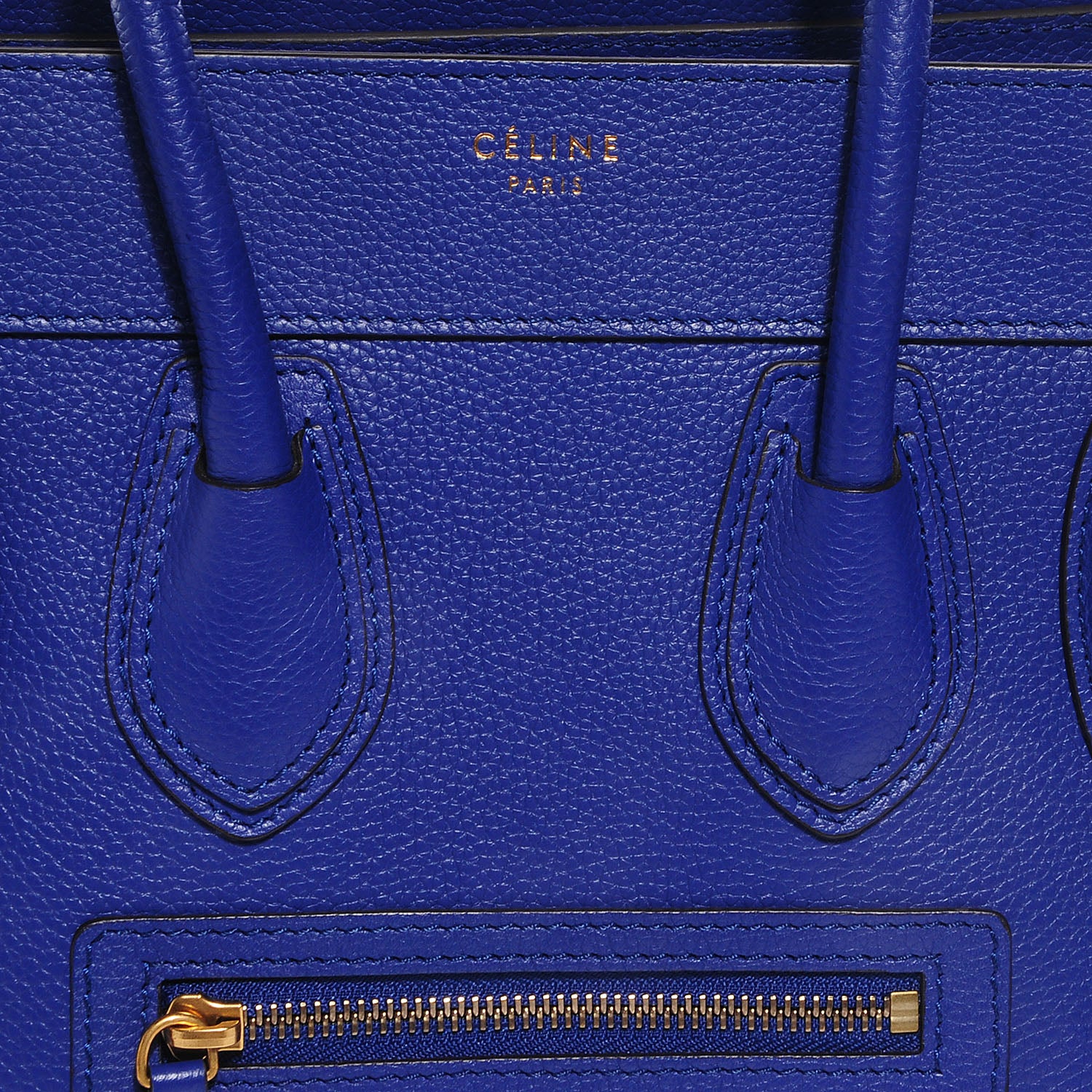 Celine Drummed Calfskin Micro Luggage Indigo 5 of 9