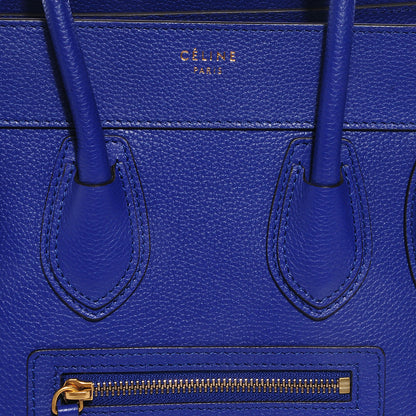Celine Drummed Calfskin Micro Luggage Indigo 5 of 9