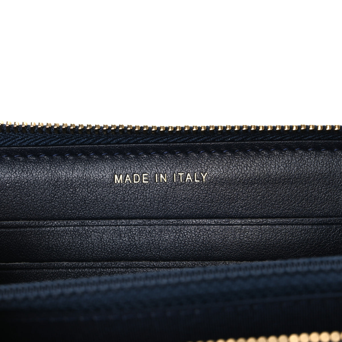 Lurex Canvas Medium Deauville Zip Around Wallet Navy Blue Gold