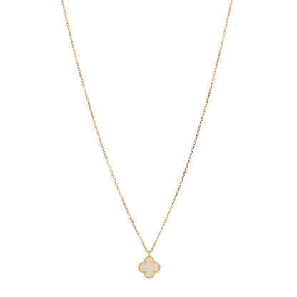 Van Cleef & Arpels 18K Yellow Gold Mother of Pearl Sweet Alhambra Pendant Necklace 1 of 6