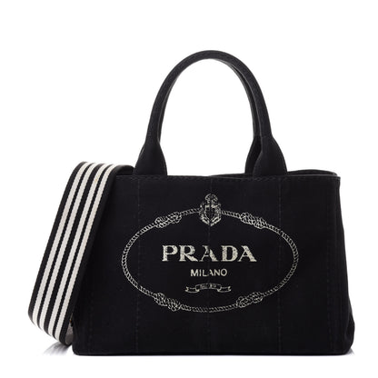 Prada Canapa Small Logo Tote Black Talco 1 of 4