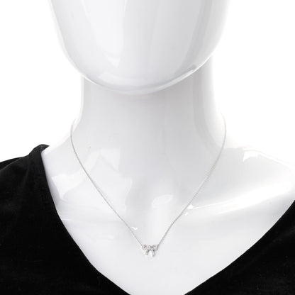 Tiffany 18K White Gold Diamond Mini Bow Pendant Necklace 4 of 5