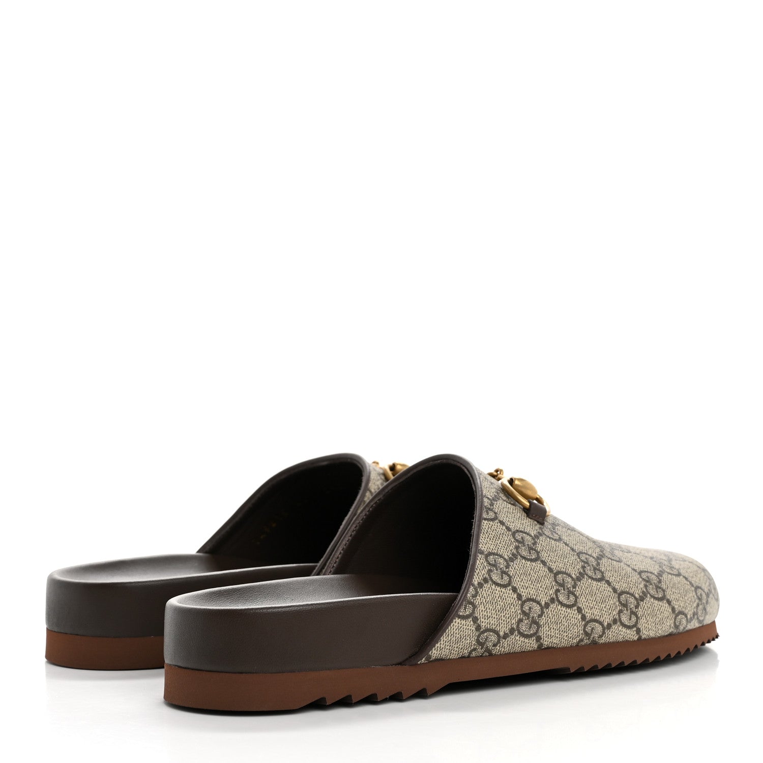 Gucci GG Supreme Monogram Miro Soft Calfskin Womens Horsebit Slippers 40 Beige Ebony New Acero 5 of 10