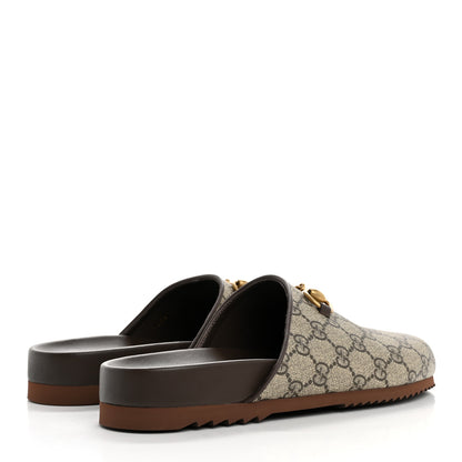 Gucci GG Supreme Monogram Miro Soft Calfskin Womens Horsebit Slippers 40 Beige Ebony New Acero 5 of 10