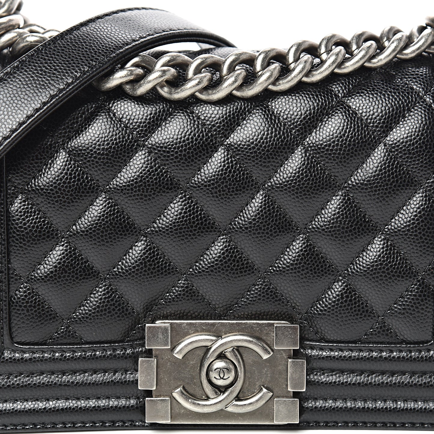 Caviar Quilted Small Boy Flap Black
