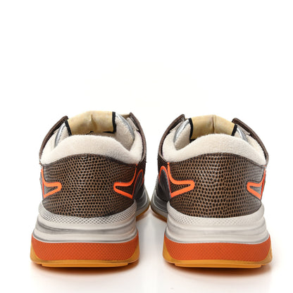 Gucci Calfskin Suede Mesh Lizard Embossed Womens Ultrapace Sneakers 40 Silver Anthracite Neon Orange 7 of 10
