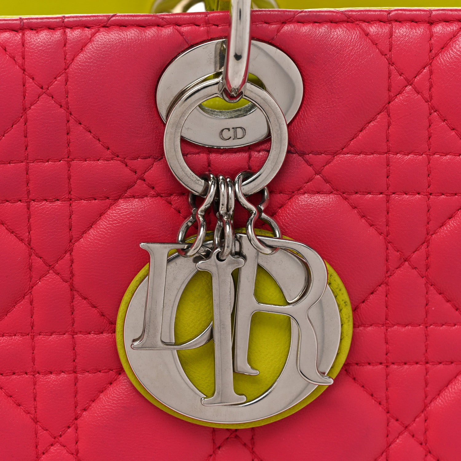 Christian Dior Lambskin Cannage Large Tri-Color Lady Dior Pink Blue Yellow 20 of 25